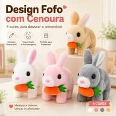 Pelúcia Elétrica Coelho com Sons e Movimento, Material Seguro para Crianças, Perfeito para Presente e Diversão