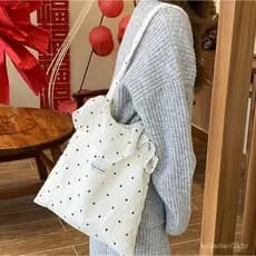 Bolsa De Malha JUNYUE , Ombro De Chiffon De Grande Capacidade Com Ponto Ondulado , Sacola Estilo Coreano Fada Babados
