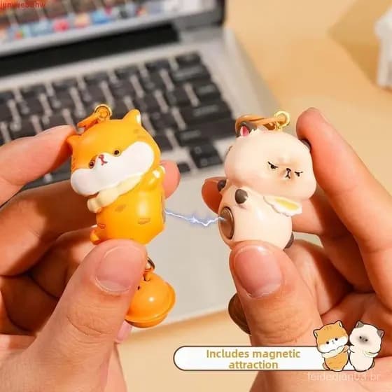 JUNYUE 2 Peças De Chaveiros De Casal , Pingentes De Animais De Gato De Resina , Chaveiro De Mochila De Cachorro De Desen