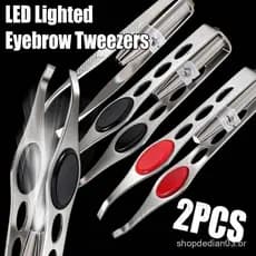 Pinça De Sobrancelha Iluminada Por LED De 1/2 Unidades-Ferramentas De Beleza Remoção De Pelos-Multifuncional De Aço Inox