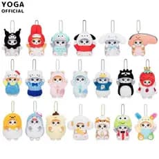 Shark Cat Sanrio Série Brinquedo De Pelúcia Kuromi Hello Kitty Melody Cinnamoroll Chaveiro Fofo Pingente De Aniversário