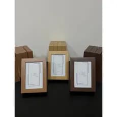 Kit com 5 Porta Retratos 10x15cm Madeira com Borda e Vidro na frente
