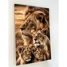 Quadro Família de Leões com 1 e 2 Filhotes Grande Horizontal e Vertical 90x60cm Variedades