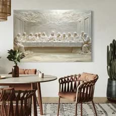 Quadro Decorativo Ultima Santa Ceia grande Religioso Cozinha Sala Quarto 90x60cm Canvas