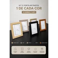Kit de 5 e 3 de Porta Retratos 10x15cm de Madeira cm Vidro Variação de Cores