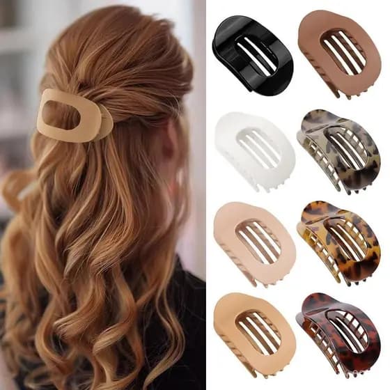 Moda Oval Grampos De Cabelo Planos Para Mulheres Novo Design Leopardo Grande Plana Redonda Garra Clipe Francês W5