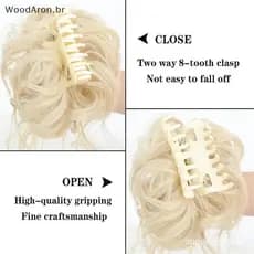 WoodAron Cabelo Encaracolado Sintético Bun Garra Peruca Fofa Clipe Na Extensão Do Scrunchy Natural Rabo De Cavalo Alto P