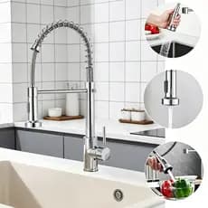 Torneira de cozinha flexível de bancada com monocomando e temperatura da água ajustável.