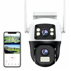 Câmera de segurança com lentes duplas Wi-Fi e visão noturna colorida, 4MP.