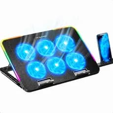 Suporte Premium Notebook Base RGB Refrigerada com 6 Coolers Fans Ventoinhas Potentes Silenciosas