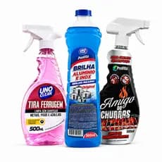 KIT LIMPEZA PROFUNDA - TIRA FERRUGEM + AMIGO DO CHURRAS  LIMPA GRELHA+ BRILHA ALUMINIO E INOX