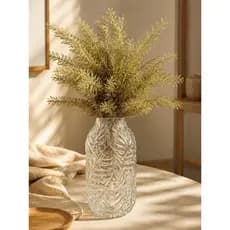 Vaso de Vidro Trabalhado Transparente Decorativo 23x10cm