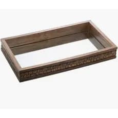Bandeja de Madeira com Espelho Coquinho 41x31cm | Decorativa e Mesa Posta