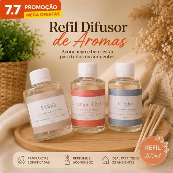 Refil Difusor 200ml Econômico Bambu Lavanda Linho Pitanga Aromatizador Ambiente Cheirinho para Embalagem para loja