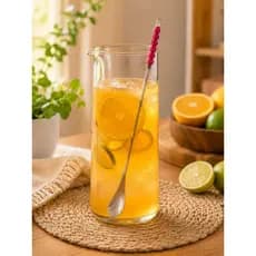 Colher Mexedora Inox 30cm Bordada com Pedras Coloridas Sortidas para Suco Drinks Café