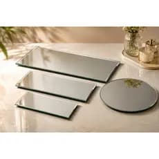 Bandeja Espelhada Decorativa Retangular e Redonda para Lavabo | Vidro Espelhado Diversas Medidas