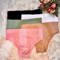 Kit Calcinha Cintura Alta Canelada com Compressão Segura Barriga Cinta 7cm Conforto