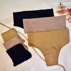 Kit Calcinha Cintura Alta Cós Poliamida 7cm Compressão Segura Barriga Conforto Cinta Reforçada