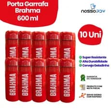 Kit 10 Porta Garrafa Térmico Para Cerveja Garrafa 600 ML Brahma Cor Vermelho Parede Dupla Alta Qualidade Envio Rápido