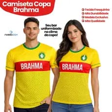 Camiseta Unissex Exclusiva Copa Brahma Profissional Ideal para Equipes de Bar Restaurante Conforto e Durabilidade