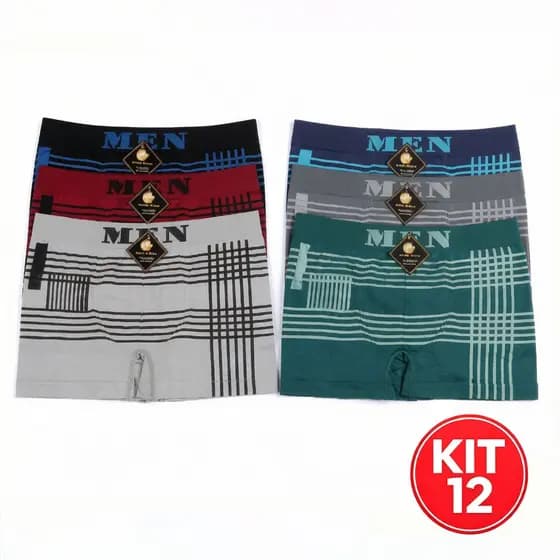 Kit 12 Cuecas Masculinas Microfibra Adulto Lisa Boxer