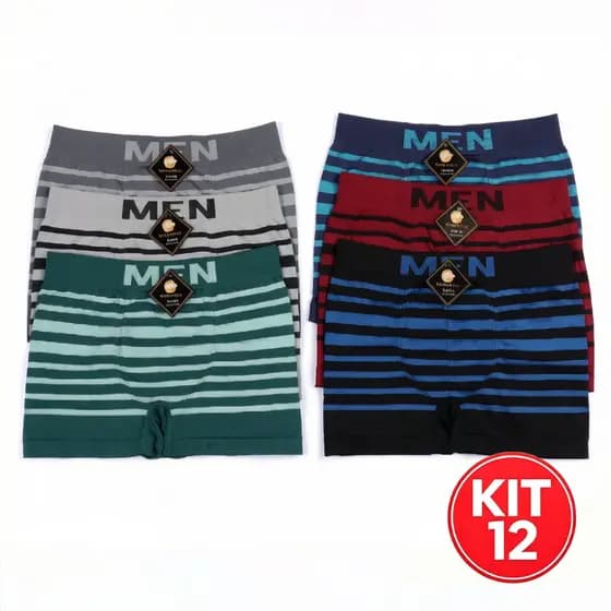 Kit 12 Cuecas Boxer Masculino Microfibra