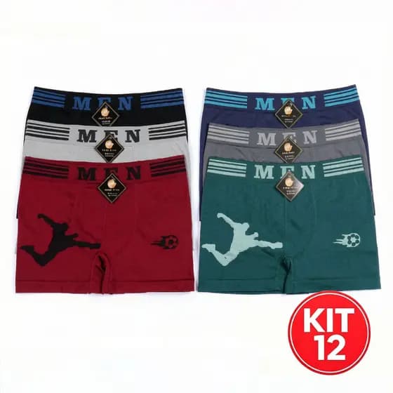 Kit 12 Cuecas Boxer Adulto Estampadas Microfibra P ao GG