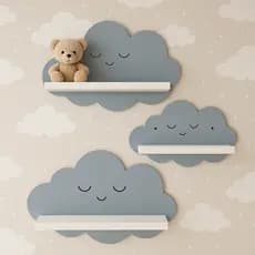 3 Prateleiras Nuvem Nicho De Parede Quarto De Bebê Prateleira Infantil Decoração de Criança