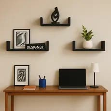 Nichos em U Prateleira Kit com 3 Flutuante Decorativa Escritório Banheiro Quarto Sala Mini Estante