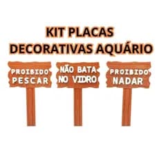 KIT para Aquário Decoração Não Bata no Vidro Proibido Nadar Proibido Pescar Decorativa