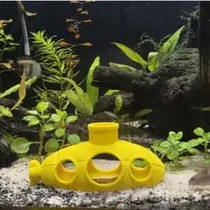 Yellow Submarine Decoração de Aquário Terrário Submarimo Amarelo Divertido