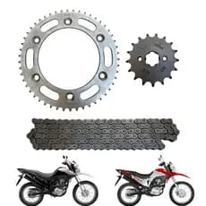Kit Relação Transmissão Tração Honda Bros 150 2003 à 2015 Modelo Original em Aço 1045