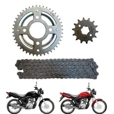 Kit Relação Transmissão Tração Honda Titan 125 Fan 125 anos 2009 à 2013 Alta Durabilidade