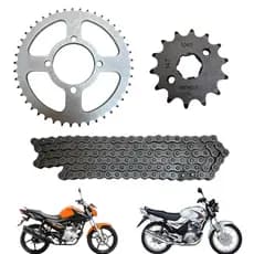 Kit Relação Transmissão Coroa Pinhão Corrente YBR Factor 125 - 2003 à 2016 em Aço 1045