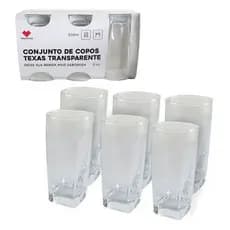 Kit 6 Copos Vidro 290ml Quadrado Moderno Elegante Mesa Posta Drinks