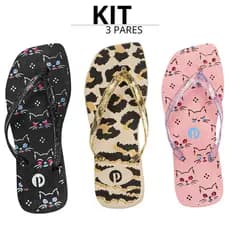 Kit Chinelo Feminino Casual Estampado Verão