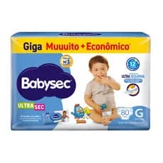 Pacote de Fralda Infantil  BabySec Galinha Pintadinha Ultrasec G Giga – 80 Unidades- Conforto e Alta Absorção