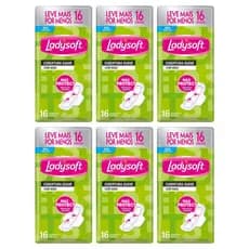 Combo 6x Absorvente Ladysoft Normal Suave com Abas 16un- Toque Macio e Suave
