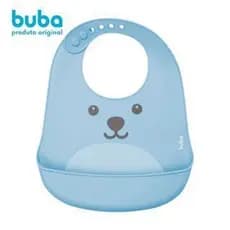 Babador Infantil Silicone Azul com Pega Migalhas Buba Gumy