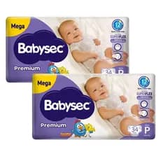 2x Fralda Infantil BabySec Premium Galinha Pintadinha Mega P com 34un Cada - Super Absorção + Ajuste Perfeito