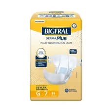 1 Pacote de Fralda Adulto Bigfral Derma Plus - Tamanho G – Pacote c/7un - Discrição e ajuste confortável