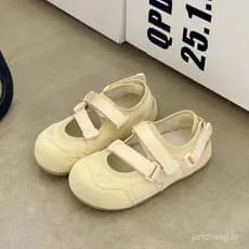 Verão novo estilo Mary Jane sapatos brancos confortáveis respirável Velcro feminino All-Match saia combinando