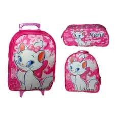 Kit Mochila Escolar Com Rodinha, Estojo, Lancheira térmica Marie