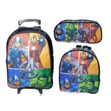 Kit Mochila Escolar Com Rodinha, Estojo, Lancheira térmica Os Vingadores