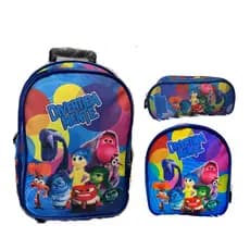 Kit Mochila Escolar Com Rodinha de Led, Estojo, Lancheira térmica Divertidamente