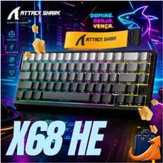 Teclado Gamer Mecânico para Jogos Attack Shark X68he Eixo Magnético Rgbv