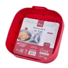 ￼Cesto Airfryer Quadrado Silicone 20cm Reforçado Resistente Forma De Silicone Para Airfryer