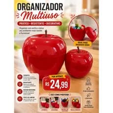 🍎 Kit com 02 Potes Plásticos em Formato de Maçã - Grande e Médio - Um Toque Requintado para Deixar o seu Lar Estiloso!