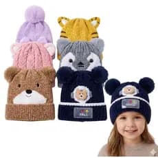 ￼Touca Infantil Forrada Inverno Quentinha com Orelhinhas 5 Modelos Super Fofos