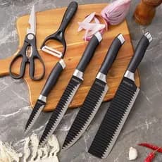 Kit Facas de Cozinha 6 Peças Preto Premium – Com pleto para sua Cozinha! Precisão, Praticidade e Elegância